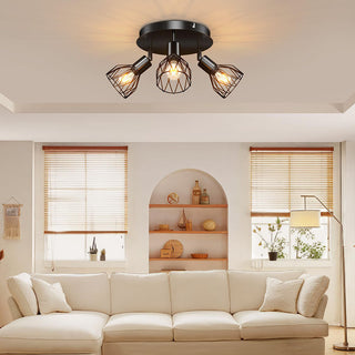 Adjustable Black Cage Spotlight Ceiling Light