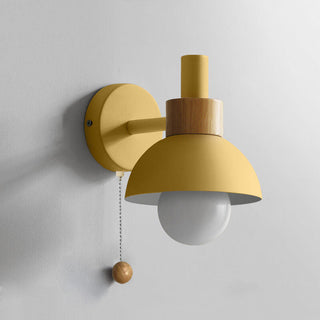 Nordic Metal and Wood Wall Lamp with Pull Switch