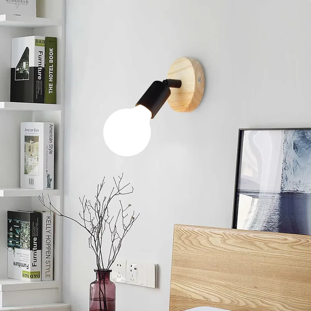 Adjustable Vintage Wood and Metal Wall Sconce