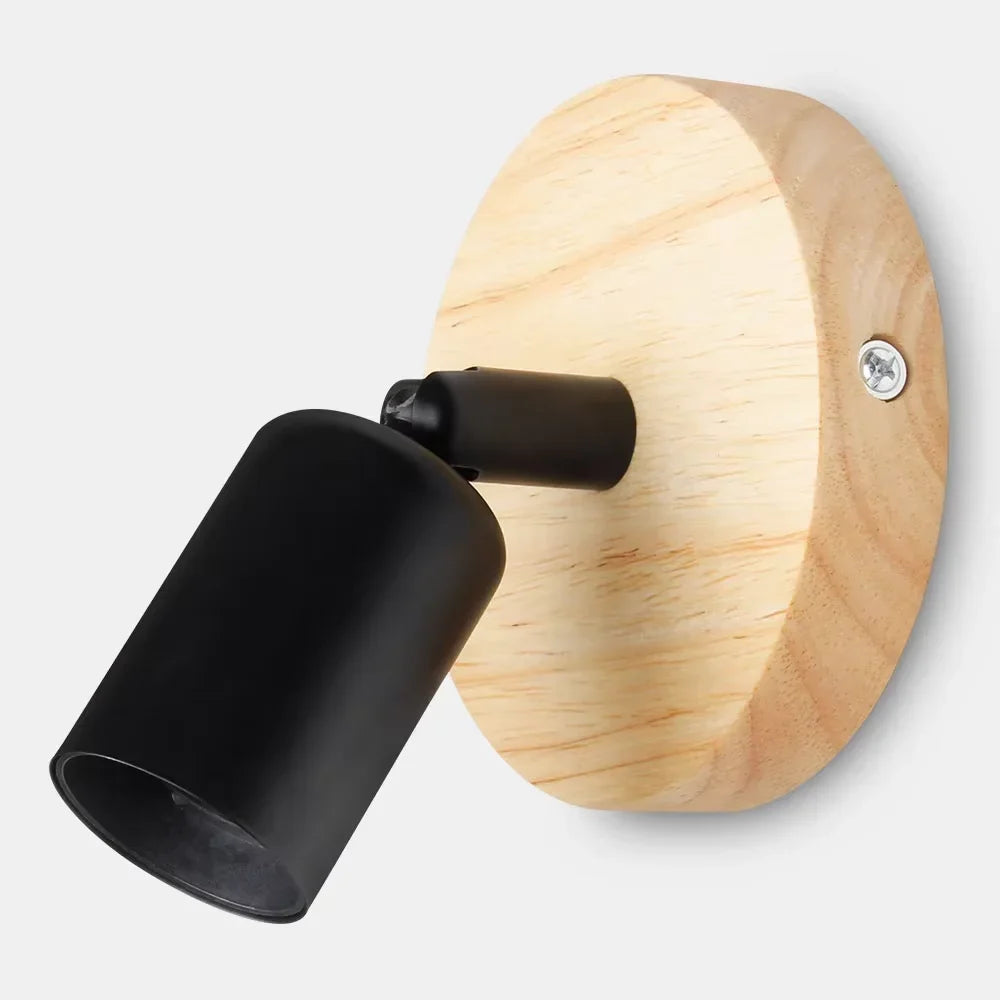 Adjustable Vintage Wood and Metal Wall Sconce – Black