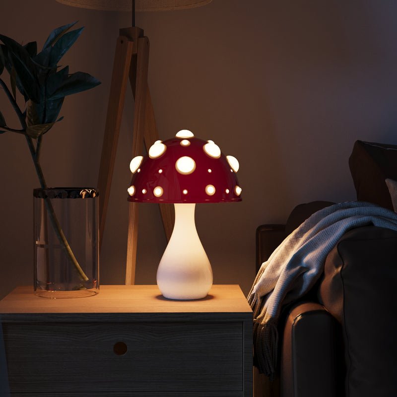 Amanita Mushroom Table Lamp – close-up