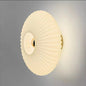 Ribbed Glass Disc Wall Sconce in Frosted White