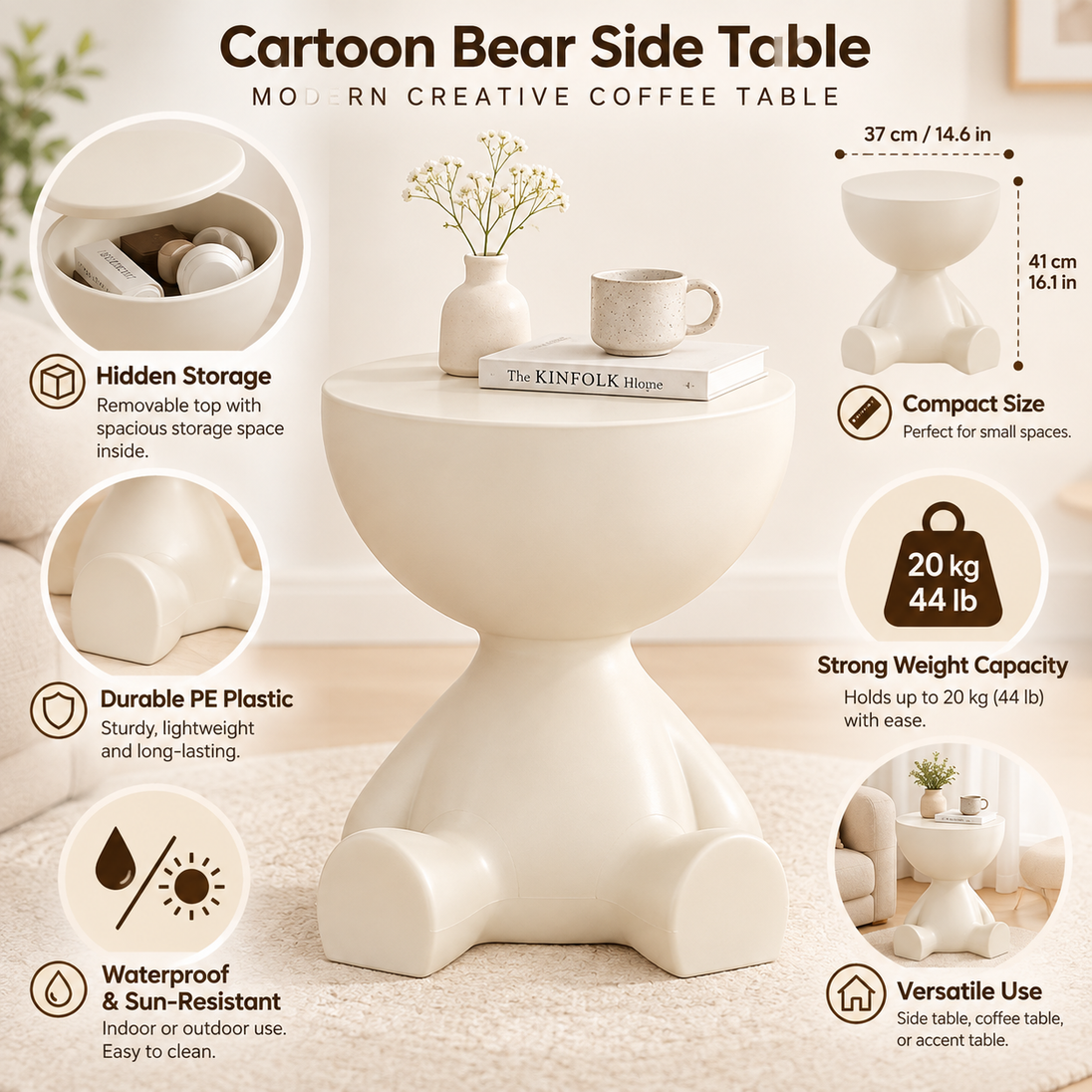 Bear Side Table with Storage – in a room setting