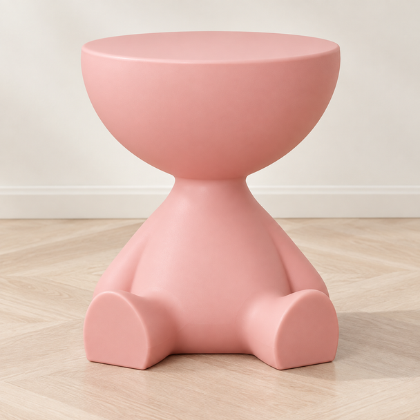 Bear Side Table with Storage in Pink