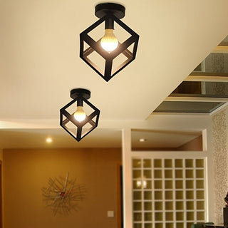 Black Geometric Cube Ceiling Light