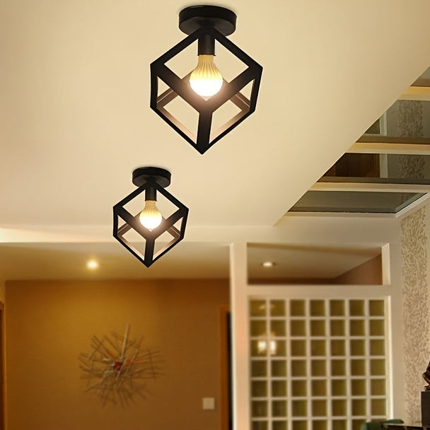 Black Geometric Cube Ceiling Light