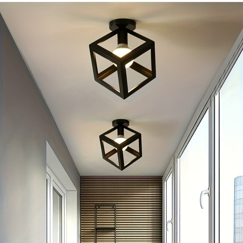 Black Geometric Cube Ceiling Light