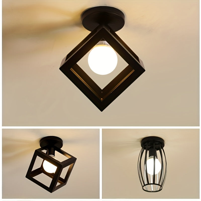 Black Geometric Cube Ceiling Light