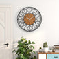 Black Metal and Wood Grain Wall Clock