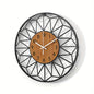 Black Metal and Wood Grain Wall Clock