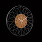 Black Metal and Wood Grain Wall Clock