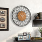Black Metal and Wood Grain Wall Clock