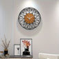 Black Metal and Wood Grain Wall Clock
