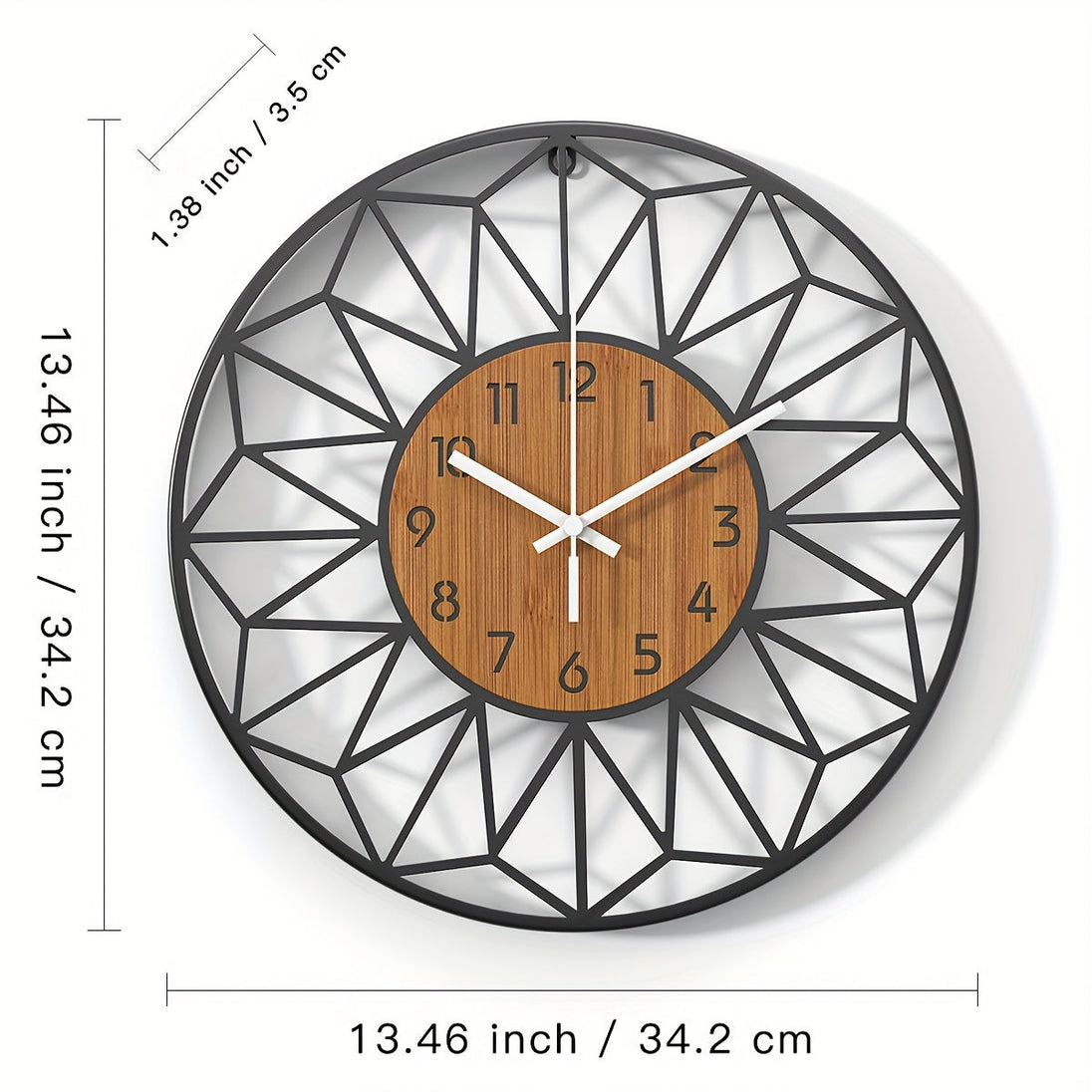 Black Metal and Wood Grain Wall Clock