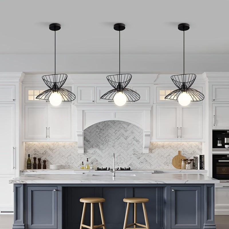 Black Wire Petal Pendant Light