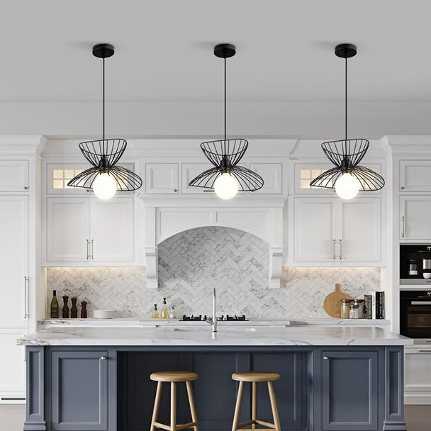 Black Wire Petal Pendant Light