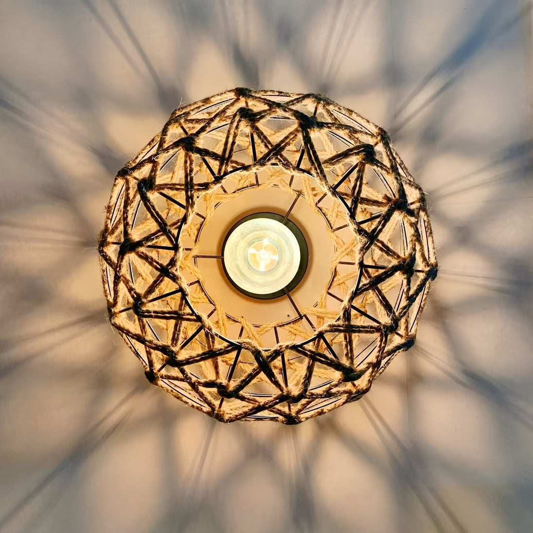 Boho Hemp Rope Flush Ceiling Light