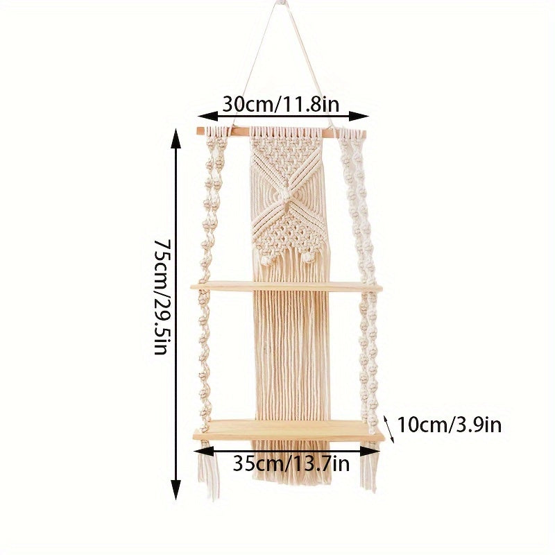 Boho Macrame Hanging Wall Shelf