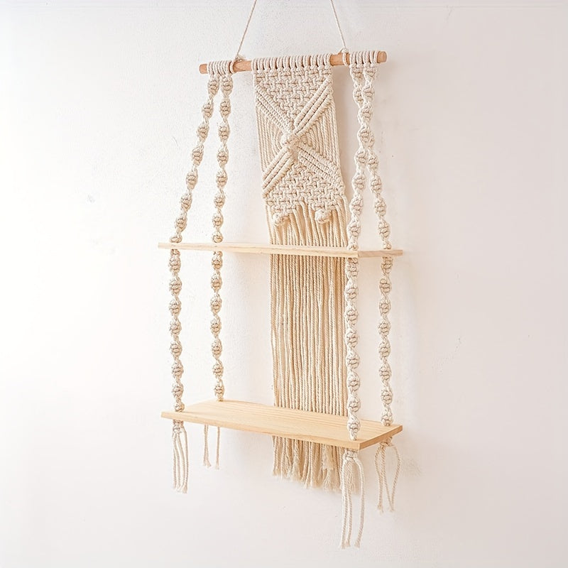 Boho Macrame Hanging Wall Shelf