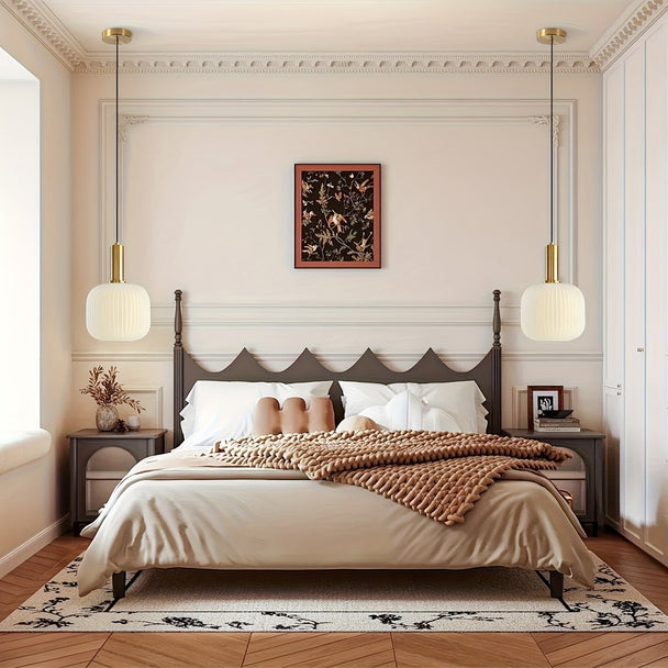 Brass & Striped Glass Ceiling Light – product photo