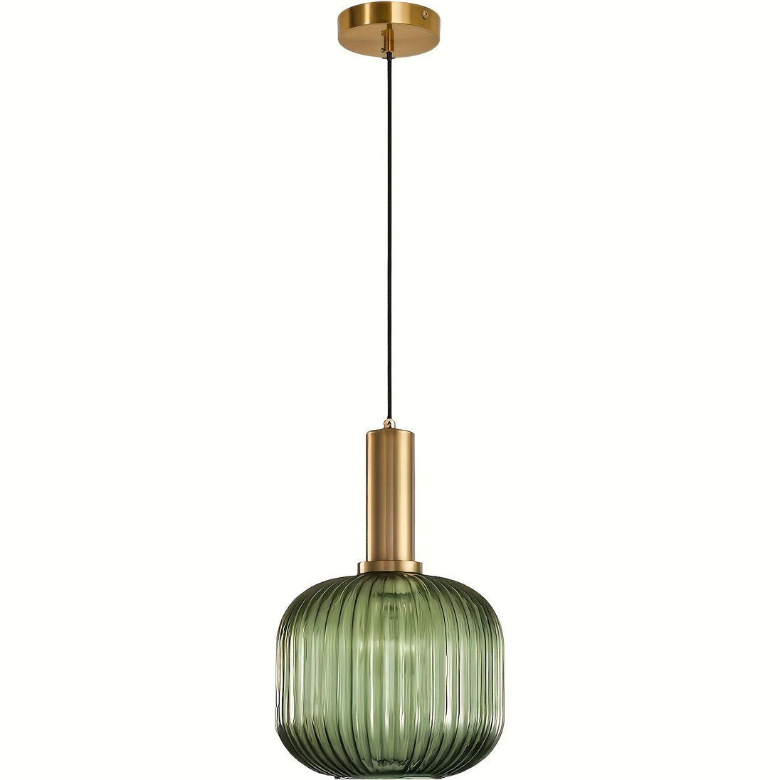 Brass & Striped Glass Ceiling Light – styled view