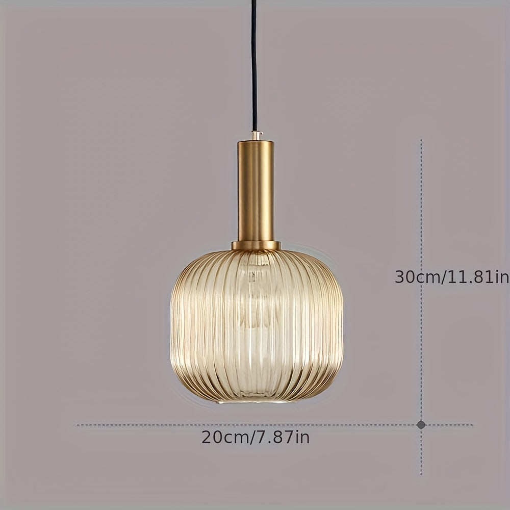 Brass & Striped Glass Ceiling Light – alternative angle