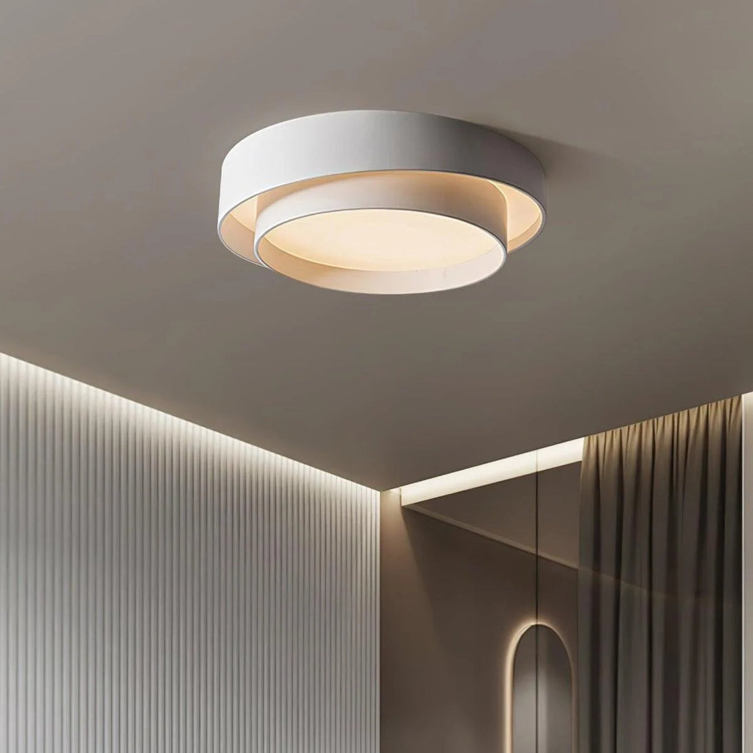 Round Iron LED Ceiling Light in White