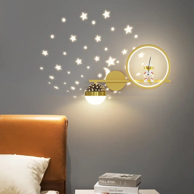 Children's LED Wall Light – Gold, Left