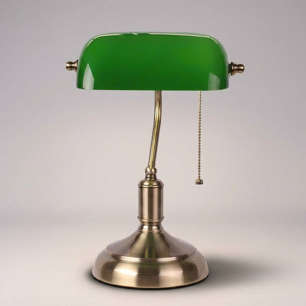 Classic Glass Banker Table Lamp