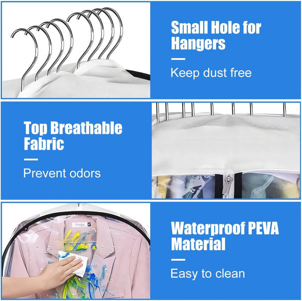 Clear Garment Covers with Side Zip, 6-Pack
