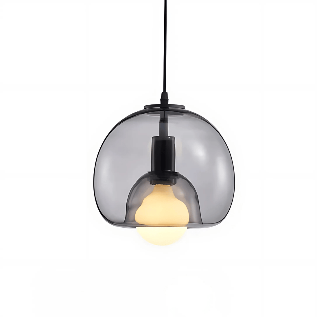 Handblown Glass Pendant Light in Smoke Grey