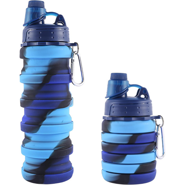 Collapsible Silicone Water Bottle in Ocean Blue