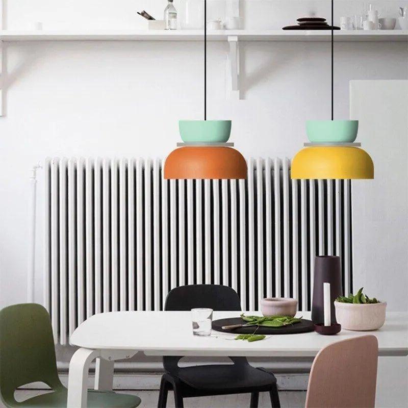 Colourful Metal LED Pendant Light – styled view