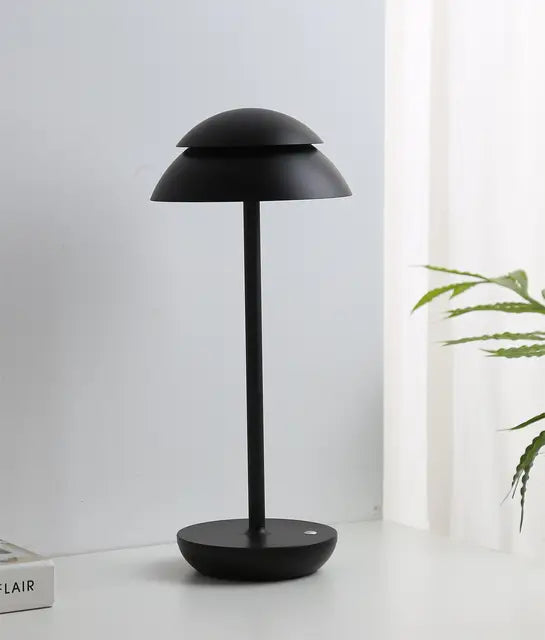 Cordless Aluminium Dome Table Lamp – Black