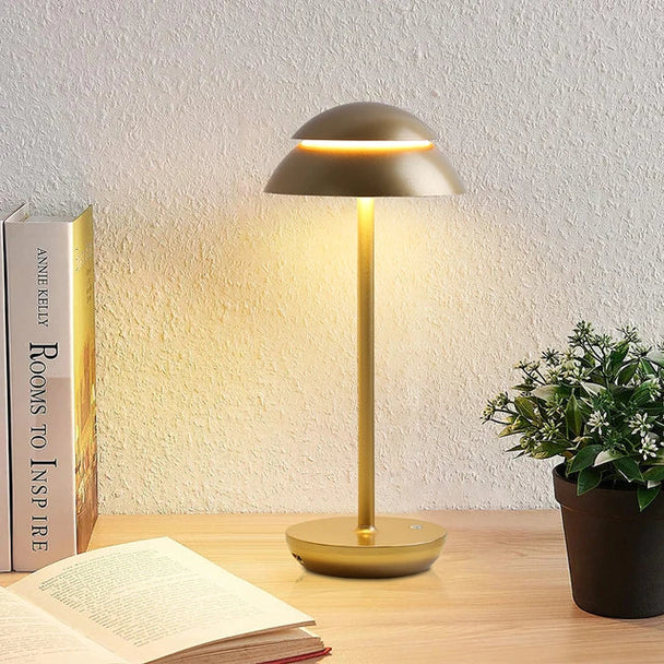 Cordless Aluminium Dome Table Lamp – Gold