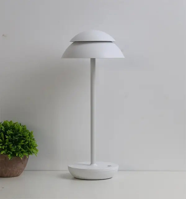 Cordless Aluminium Dome Table Lamp – White