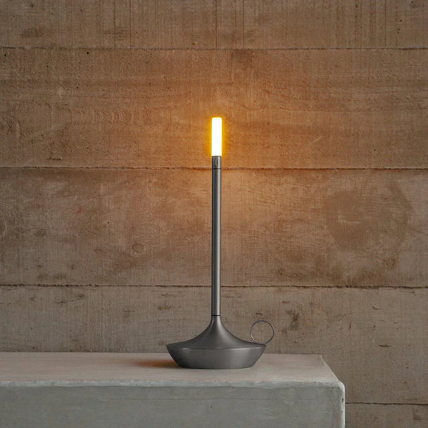 Cordless Dimmable Mushroom Table Lamp in Silver