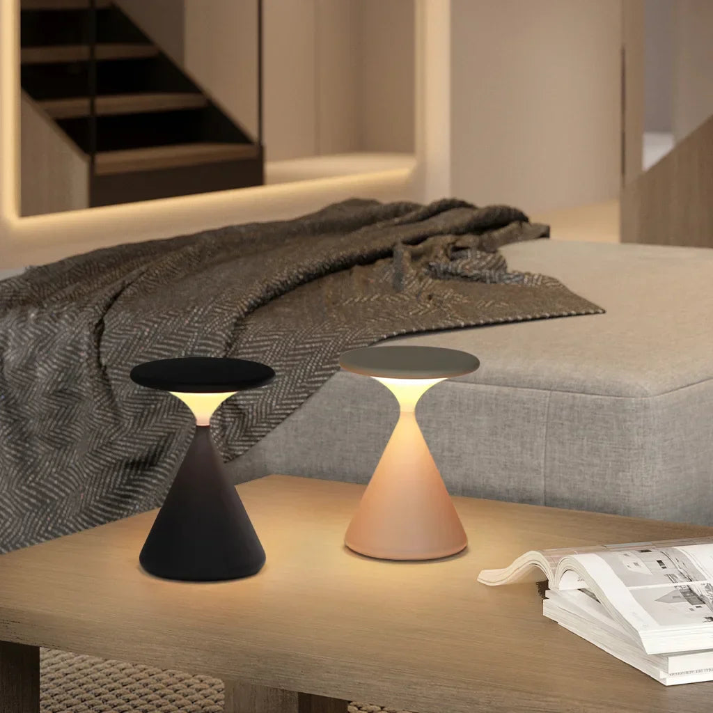 Cordless Hourglass Table Lamp – Black
