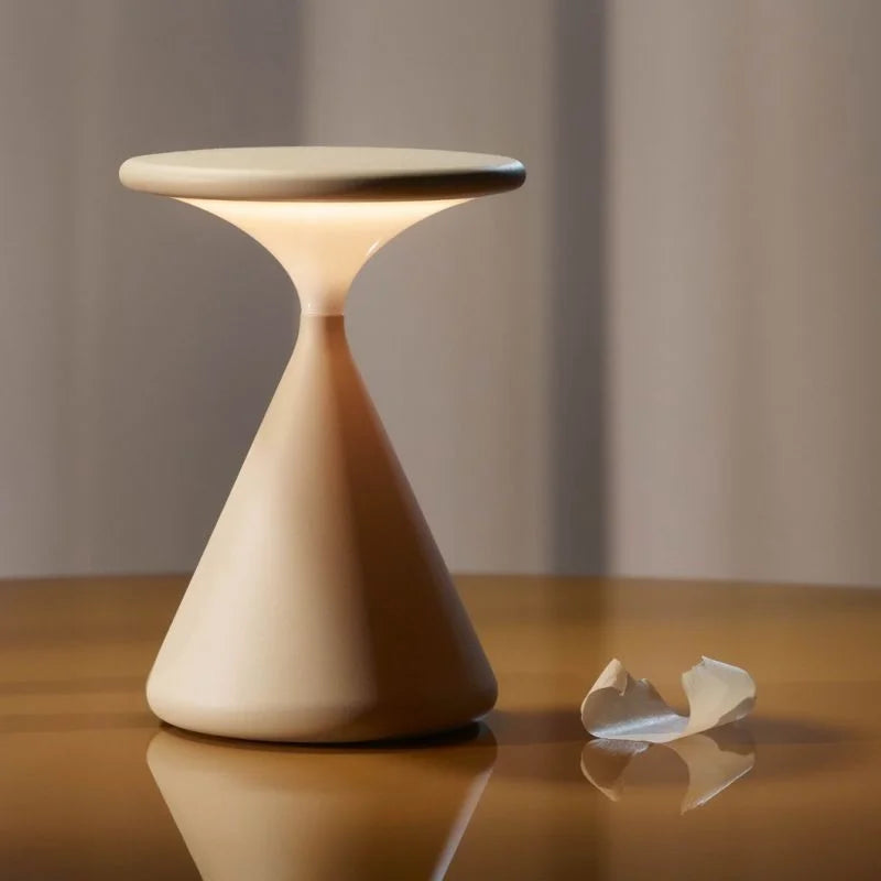 Cordless Hourglass Table Lamp – Grey