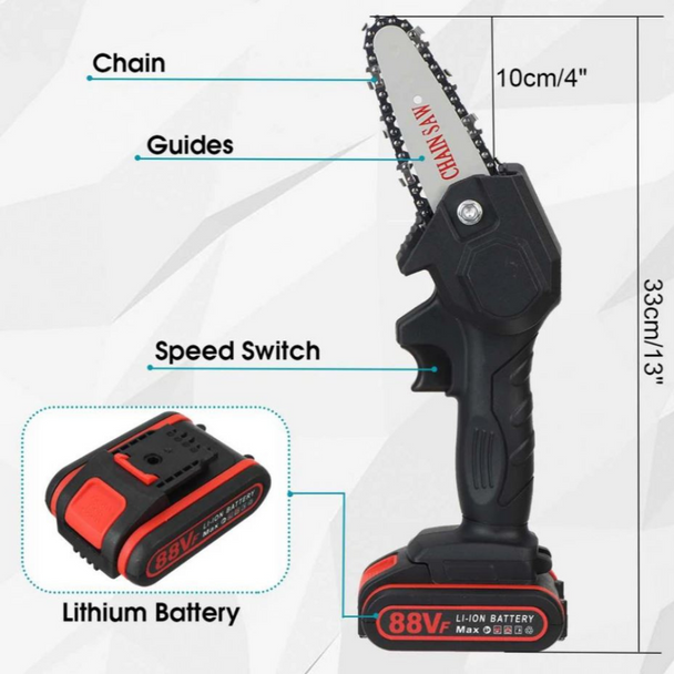 Cordless Mini Chainsaw with Two Batteries
