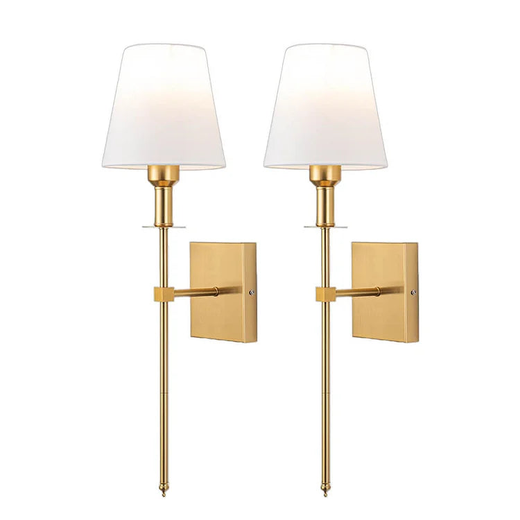 Cordless Fabric Shade Wall Light in Gold