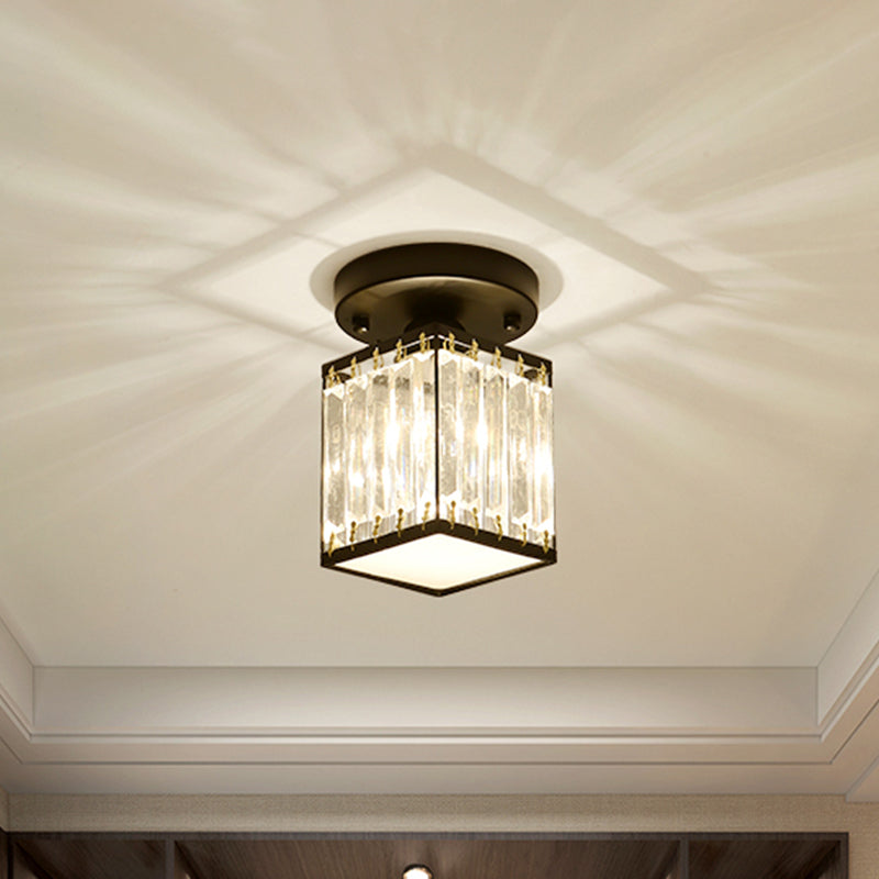 Crystal Semi-Flush Ceiling Light – Black