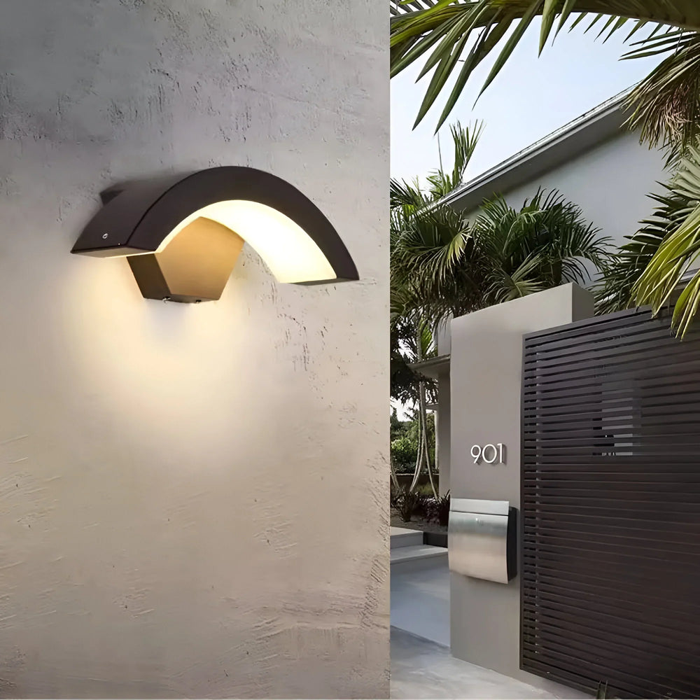 Curved Frame Outdoor Wall Lamp with Motion Sensor