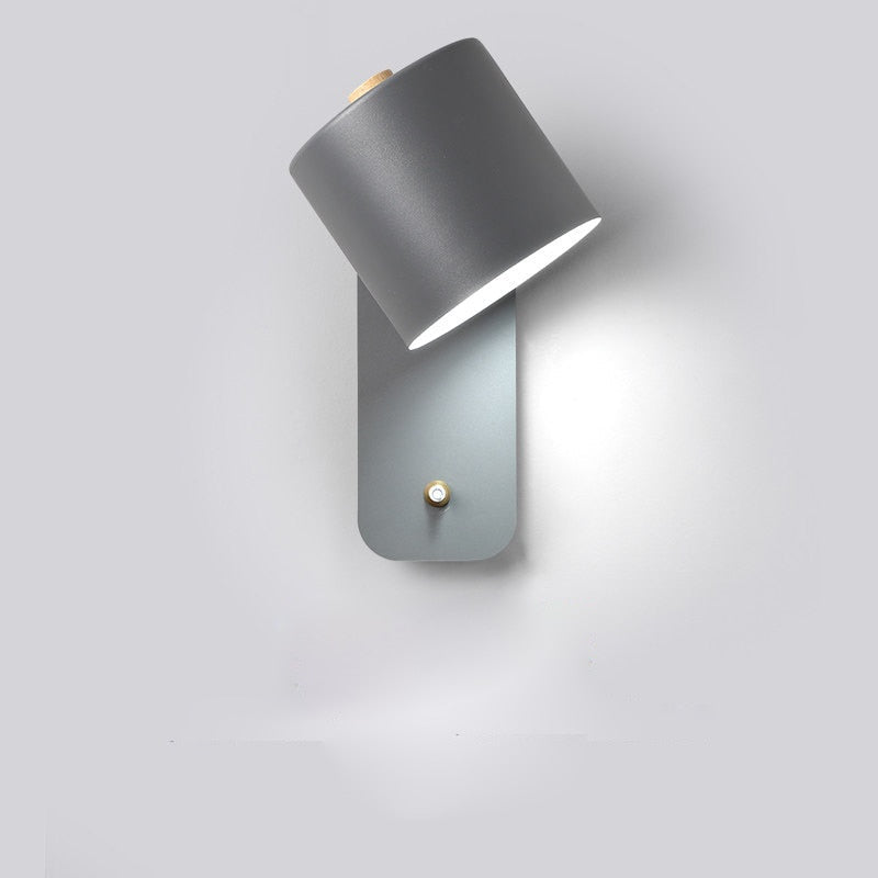 Cylinder LED Wall Lamp with Switch – Grey