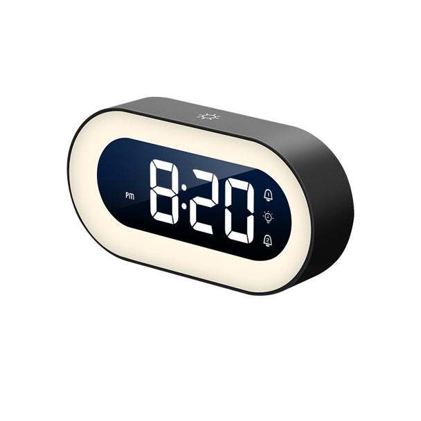 Digital Alarm Clock with Night Light and Sounds in Black