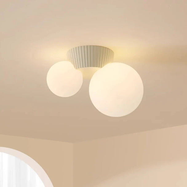 Double Glass Globe Ceiling Light – Beige