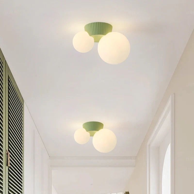 Double Glass Globe Ceiling Light – Green