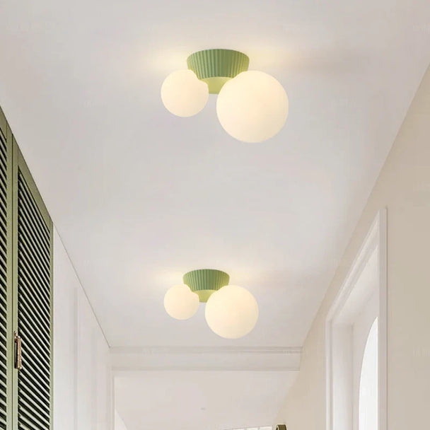 Double Glass Globe Ceiling Light – Green