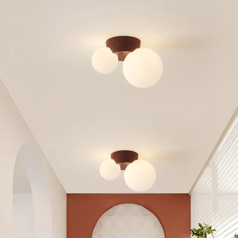 Double Glass Globe Ceiling Light – Red