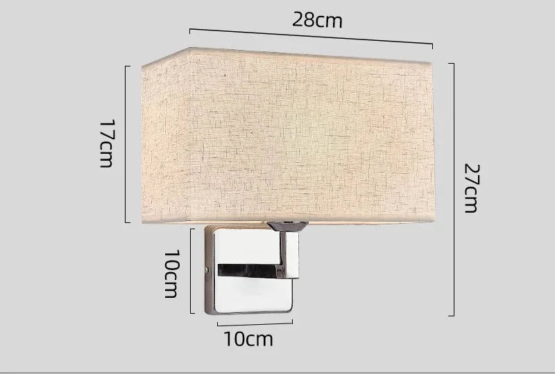 Fabric Shade Wall Lamp with Reading Arm – Beige